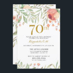 Gold Glitter & Painted Rozen 70th Birthday Party Kaart<br><div class="desc">Een prachtige uitnodiging voor een grote dag! 70 draaien is een grote verjaardag en je verdient een uitnodiging om mee te doen. Dit ontwerp bevat prachtige waterverf bloemen met een smaakvol goudglitter "70th" en moderne typografie. Om dit ontwerp aan te passen, klik je op de knop "deze sjabloon personaliseren" en...</div>