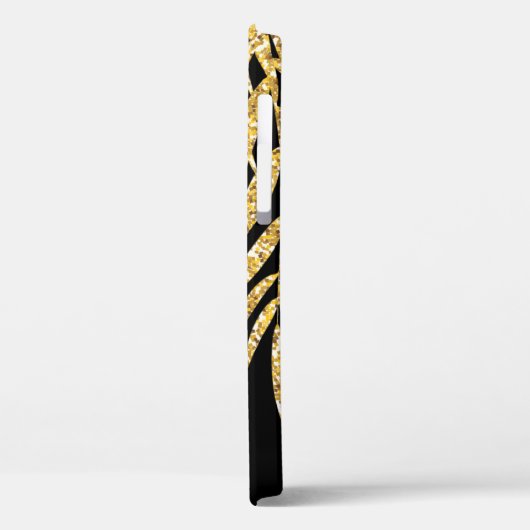 Gold Glitter Palm Fronts Name Personalized Black Case-Mate iPhone Case (Achterkant / Links)