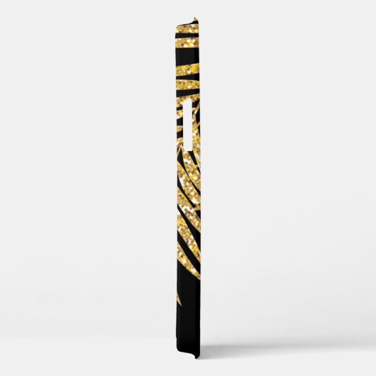 Gold Glitter Palm Fronts Name Personalized Black Case-Mate iPhone Case (Achterkant / Rechts)