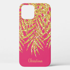 Gold Glitter Palm Fronts Name Persoonlijke roze Case-Mate iPhone Case