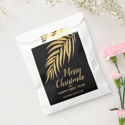 Gold Glitter Palm-kerstfeestdag Bedankzakje (Gezegeld)