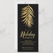Gold Glitter Palm op Black Kerstparty uitnodiginge (Voorkant)
