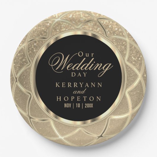 Gold Glitter Paper-Bord Papieren Bordje (Voorkant)