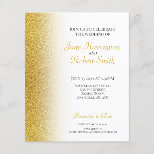 Gold Glitter Paper Weduwen Uitnodiging