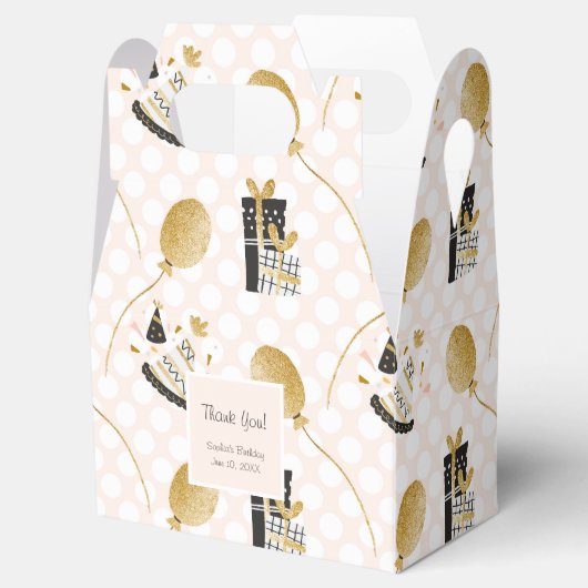 Gold Glitter Party Balloons Kind Birthday Hartelij Bedankdoosjes (Geopend)