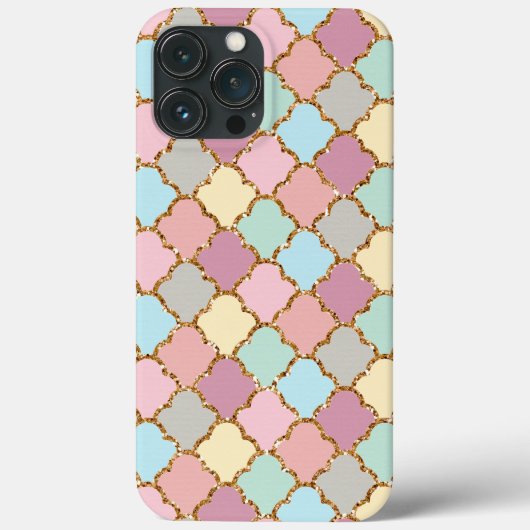 Gold Glitter Pastel Pink Turquoise Blue Green Art Case-Mate iPhone Case (Achterkant)