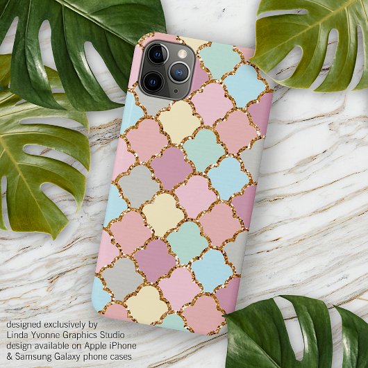Gold Glitter Pastel Pink Turquoise Blue Green Art Case-Mate iPhone Case