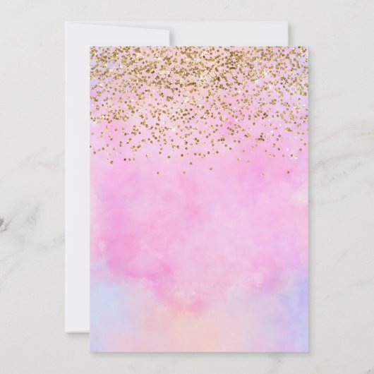 Gold Glitter Pastel Pink Waterverf Quinceañera Kaart (Achterkant)