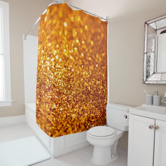 Gold Glitter Pattern Douchegordijn (In situ)