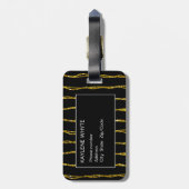 Gold Glitter Pattern en Black Bagagelabel (Achterkant verticaal)