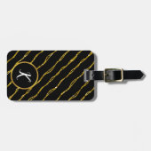 Gold Glitter Pattern en Black Bagagelabel (Voorkant horizontaal)