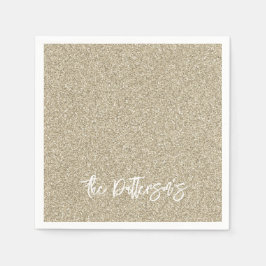Gold Glitter Pattern NAME Elegant New Years Servet