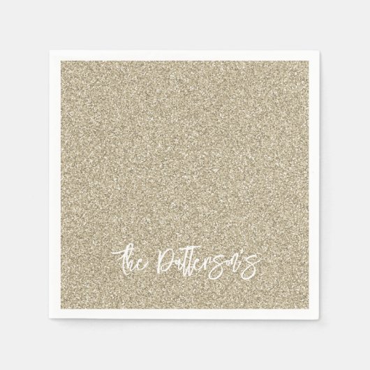 Gold Glitter Pattern NAME Elegant New Years Servet (Voorkant)