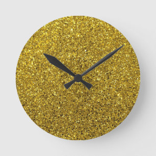 Gold Glitter Pattern Ronde Klok