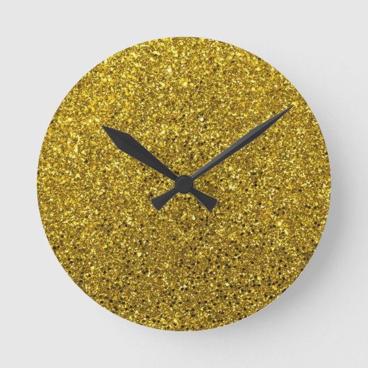 Gold Glitter Pattern Ronde Klok (Voorkant)