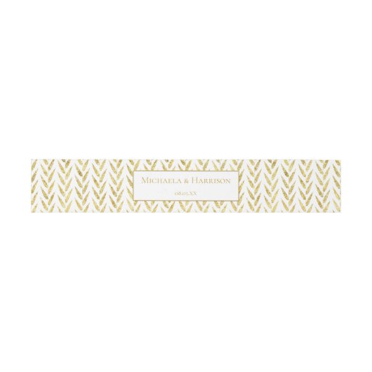 Gold Glitter Pattern Stationery Belly Band Uitnodigingen Wikkel (Vlak)