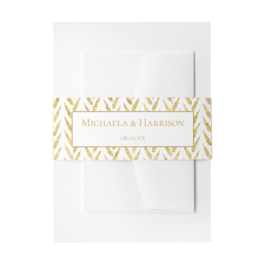 Gold Glitter Pattern Stationery Belly Band Uitnodigingen Wikkel (Voorkant Voorbeeld)