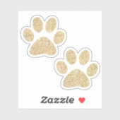 Gold Glitter Paw Prins Sticker (Vel)