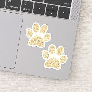 Gold Glitter Paw Prins Sticker