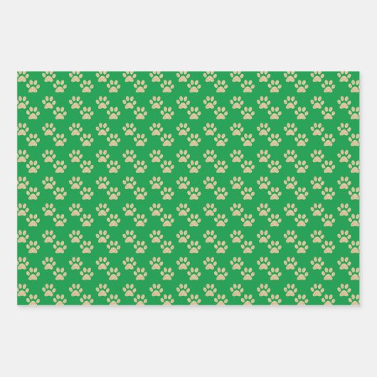 Gold Glitter Paw Prints Pet Lovers Holiday Inpakpapier Vel (Voorkant 2)