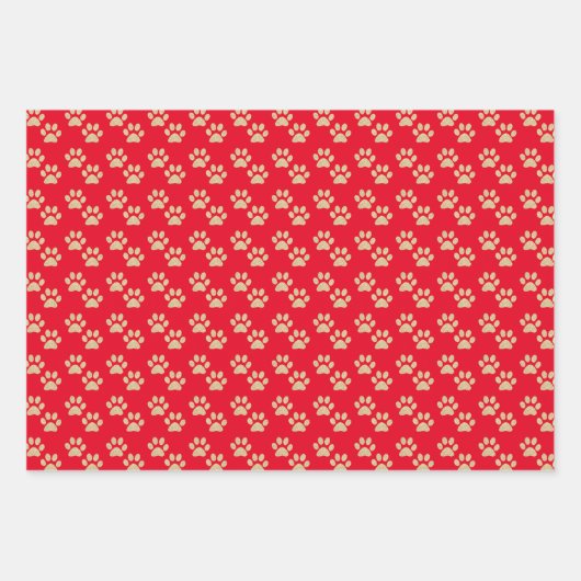 Gold Glitter Paw Prints Pet Lovers Holiday Inpakpapier Vel (Voorkant)