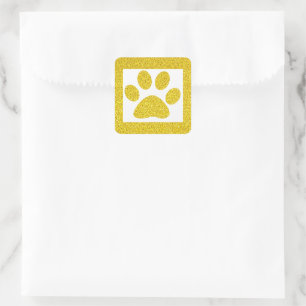 Gold Glitter Paw Prints White Cute Classy Holiday Vierkante Sticker