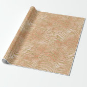 Gold Glitter Peach Roos Zebra Print Cadeaupapier (Uitgerold)