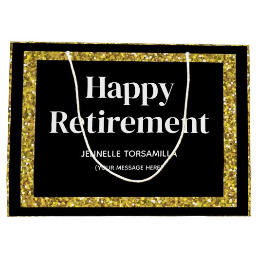Gold Glitter Pensioen Partij Groot Cadeauzakje (Achterkant)