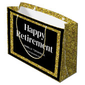 Gold Glitter Pensioen Partij Groot Cadeauzakje (Achterkant Gekanteld)