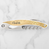 Gold Glitter Personalized Bridesmaid Kurkentrekker (Voorkant)