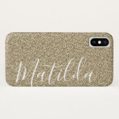Gold Glitter Personalized Name Script Case-Mate iPhone Case (Achterkant (horizontaal))