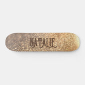 Gold Glitter Personalized Skateboard (Horizontaal)