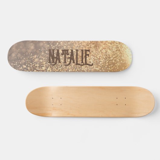Gold Glitter Personalized Skateboard (Horizontaal)