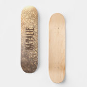 Gold Glitter Personalized Skateboard (Voorkant)
