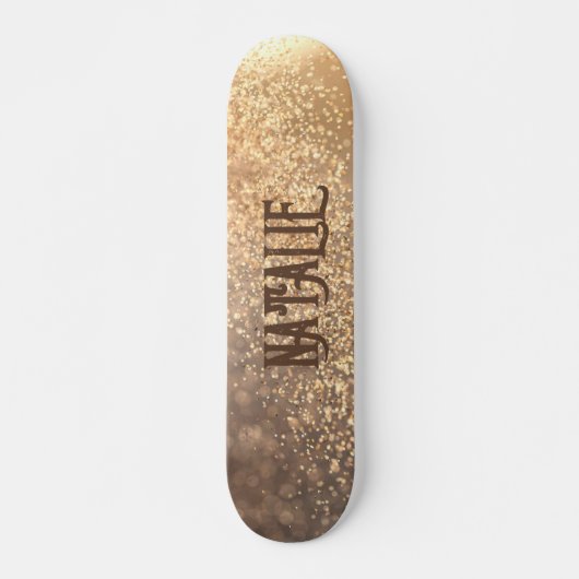 Gold Glitter Personalized Skateboard (Voorkant)