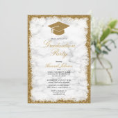 Gold Glitter Pet Marble Photo Graduparty Kaart (Staand voorkant)