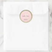 Gold Glitter & Petal Pink Weddenschap Monogram Ronde Sticker (Tas)