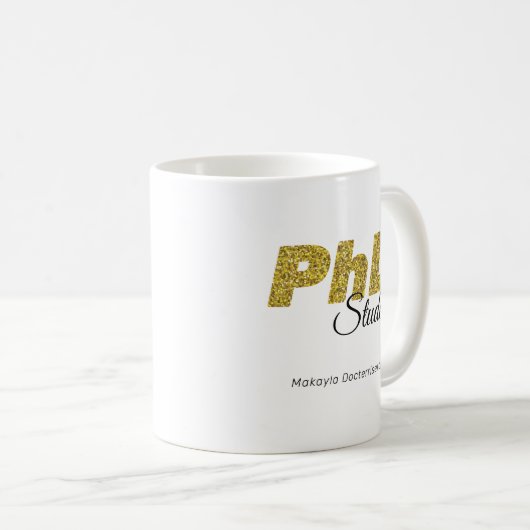 Gold Glitter PhD Student Coffee Mok (Voorkant rechts)