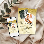 Gold Glitter Photo 50th Wedding Anniversary Kaart