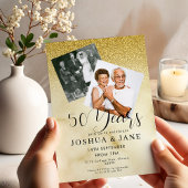 Gold Glitter Photo 50th Wedding Anniversary Kaart