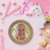 Gold Glitter Photo Birthday Papieren Bordje (Feest)