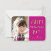 Gold Glitter Photo Classroom Happy Valentijn Day Notitiekaartje (Voorkant)