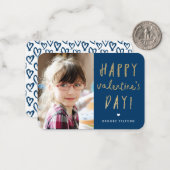 Gold Glitter Photo Classroom Happy Valentijn Day Notitiekaartje (Voorkant / Achterkant in situ)