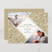 Gold Glitter Photo Collage Aankondiging (Voorkant / Achterkant)