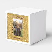 Gold glitter photo graduation add name class text bedankdoosjes (Achterkant)
