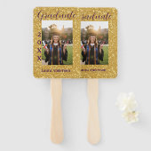 Gold glitter photo graduation add name class text handwaaier (Voorkant en achterkant)