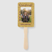 Gold glitter photo graduation add name class text handwaaier (Achterkant)