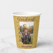 Gold glitter photo graduation add name class text papieren bekers (Achterkant)
