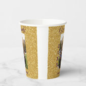 Gold glitter photo graduation add name class text papieren bekers (Links)