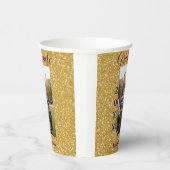 Gold glitter photo graduation add name class text papieren bekers (Rechts)